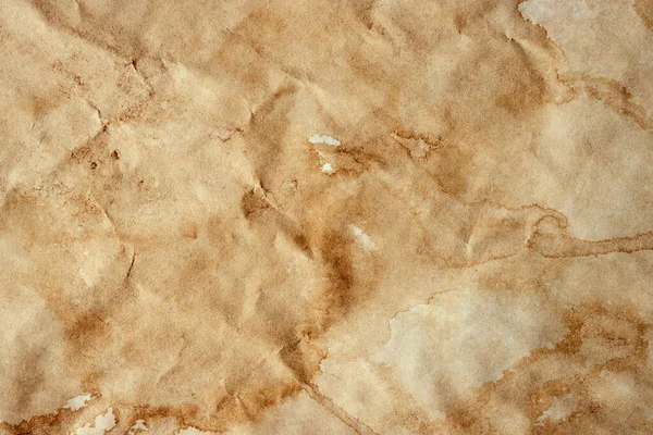 Dark Crumpled Paper Blots Stains Coffee Tea Creative Texture Background — Stock Photo, Image