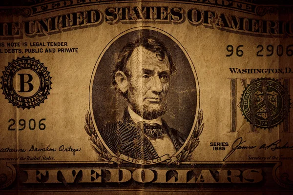 Grunge Background Five Dollar Note — Stock Photo, Image