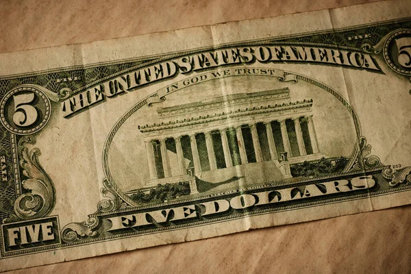 Retro Vintage Money Background Five Dollar Note Aged Damaged Paper — Stock Photo, Image