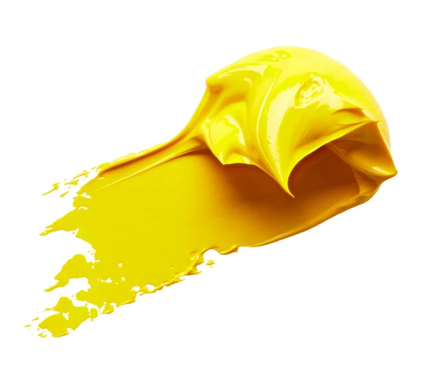 Yellow Paint Smear Stroke White Isolated Background — Stockfoto