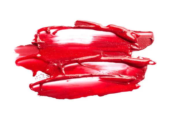 Red Lipstick Lip Gloss Stroke Isolated White Background — Φωτογραφία Αρχείου