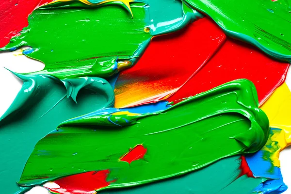 Зеленый Красный Синий Штрихи Краски Белом Абстрактный Текстурированный Фон — стоковое фото