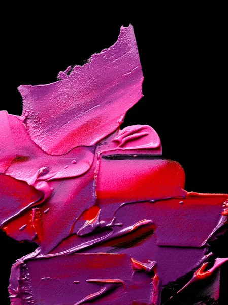 Smudged Roze Rode Paarse Lippenstift Geïsoleerd Zwarte Achtergrond — Stockfoto