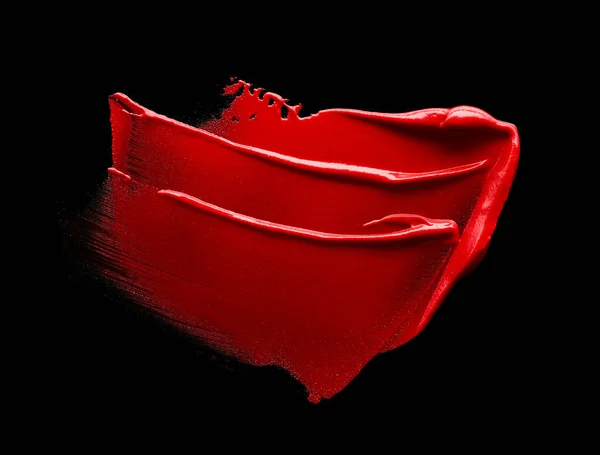 Red Lipstick Smear Isolated Black Background — Stock Photo, Image