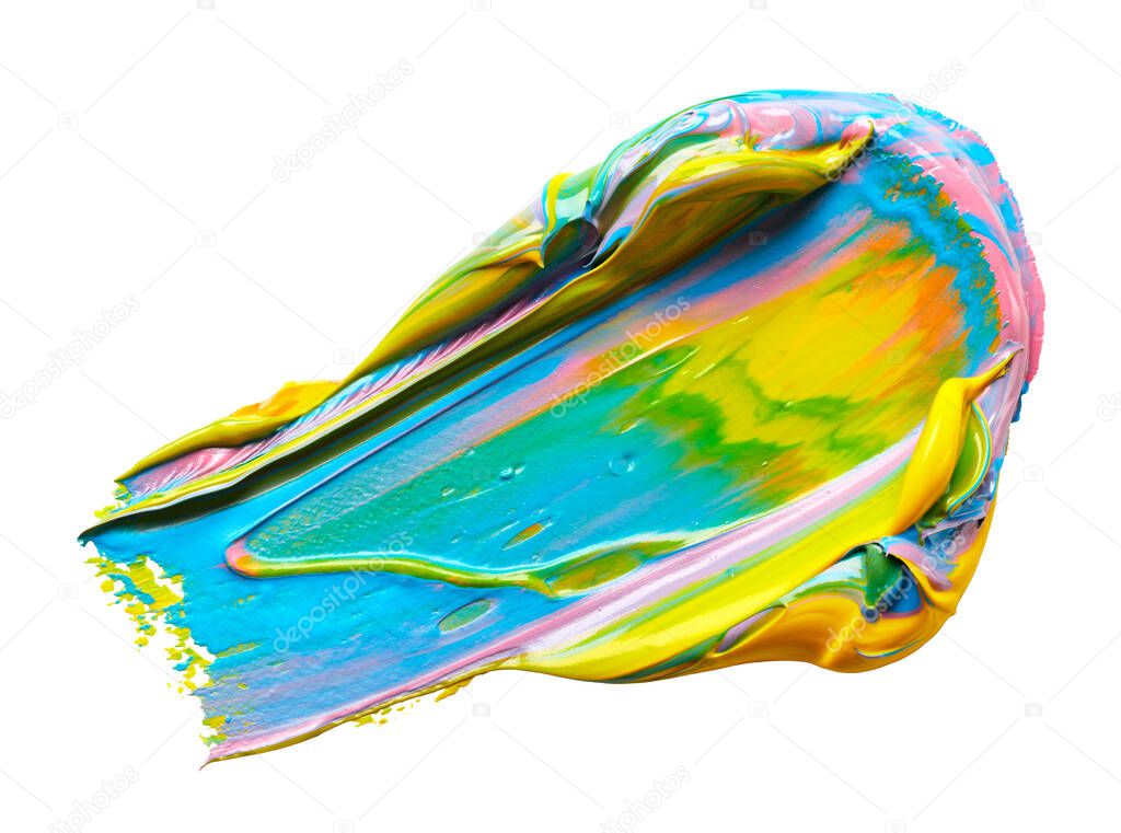 Bright abstract paint stroke on white background