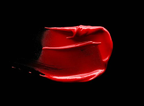 Red Lipstick Smears Isolated Black Background — Stock Photo, Image