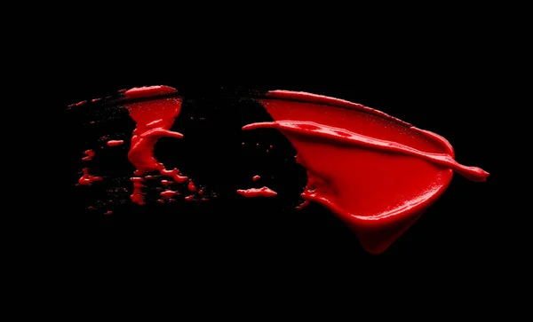 Lápiz Labial Rojo Manchado Aislado Sobre Fondo Negro —  Fotos de Stock