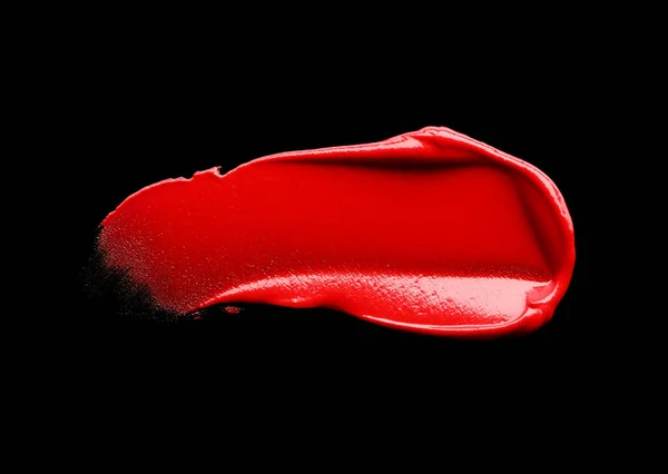 Smudged Red Lipstick Isolated Black Background — Stock Photo, Image