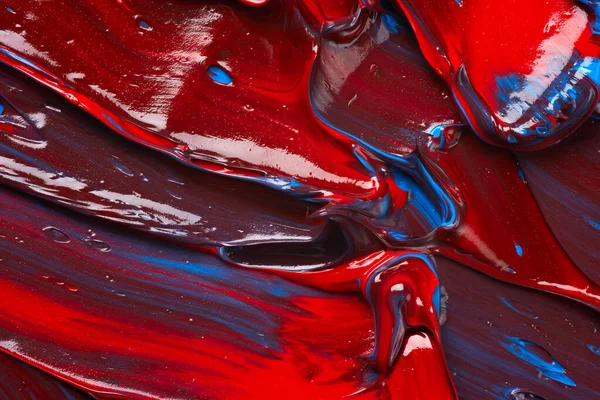 Makro Skott Oljemålning Abstrakt Bakgrund Röda Utsmetade Streck Färg — Stockfoto