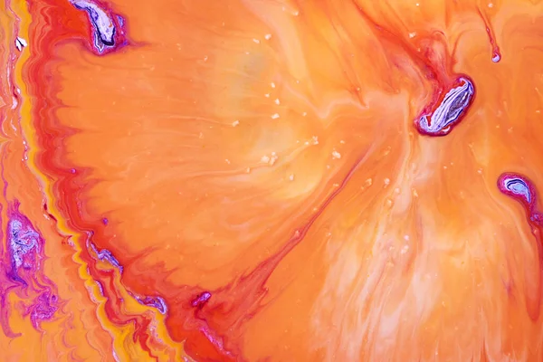 Oranžové Světlé Barvy Akrylové Mramorové Pozadí — Stock fotografie