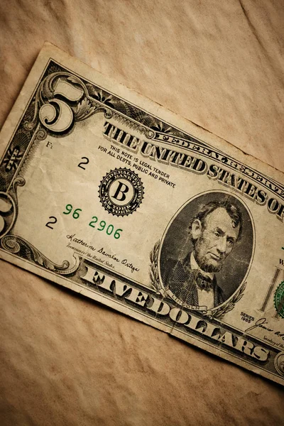 Dollar Geld Achtergrond Met Beschadigde Nota Verouderd Papier — Stockfoto