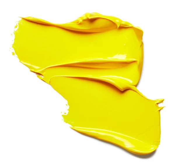 Trazos Manchas Amarillas Pintura Sobre Blanco —  Fotos de Stock