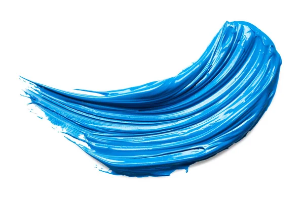 Coup Peinture Bleu Sur Fond Blanc — Photo