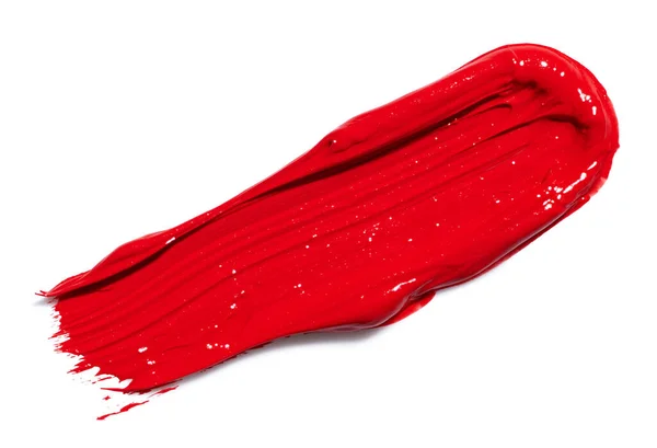 Pintura Vermelha Brilhante Sobre Fundo Branco Isolado — Fotografia de Stock