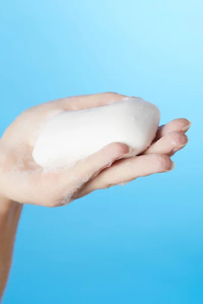 Woman's hand with soap — Stock Photo, Image