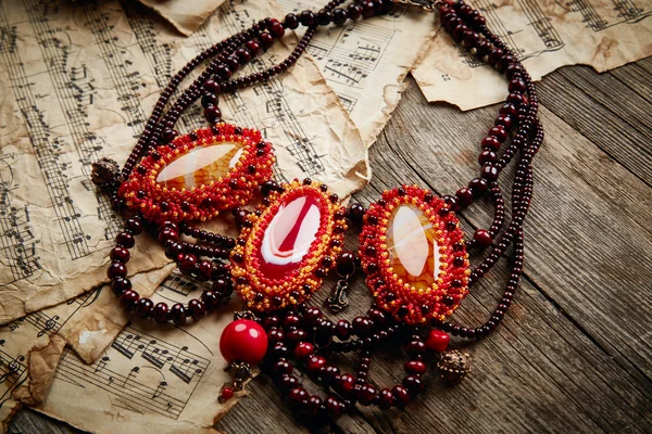 Beautiful handmade necklace — Stock Photo, Image