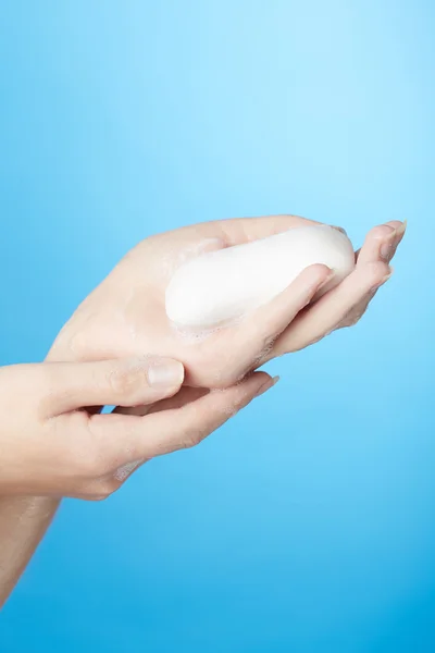 Woman's hand with soap — Stock Photo, Image