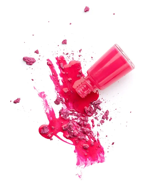 Esmalte de uñas rosa con sombra de ojos —  Fotos de Stock