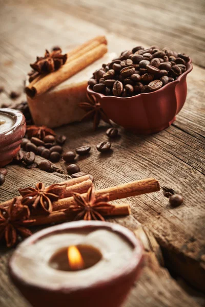 Vintage spa still life with coffee beans — Stock Photo, Image