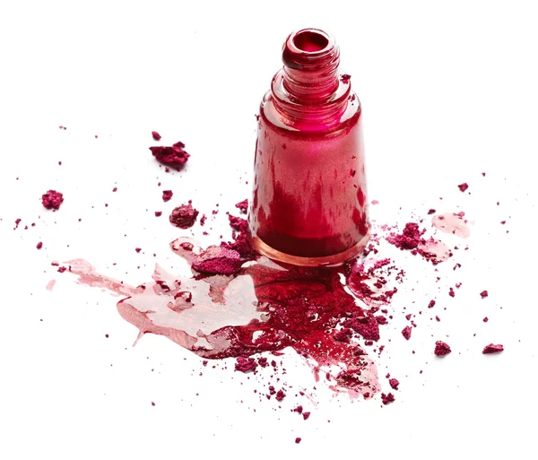 Red nail polish and eye shadow — Stock Photo, Image