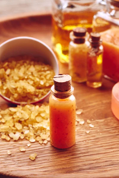 Spa still life with orange sea salt — Stock Photo, Image