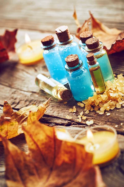 Spa still life with autumn leaves — Stock Photo, Image