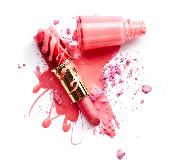 Nail polish, eye shadow and lipstick — Stock Photo, Image