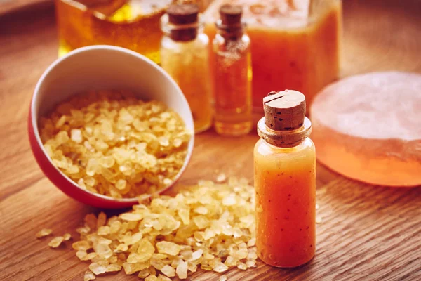 Spa still life with orange sea salt — Stock Photo, Image