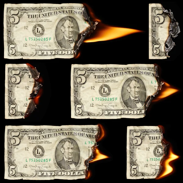 Brændende dollars - Stock-foto