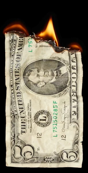 Burning dollar — Stock Photo, Image