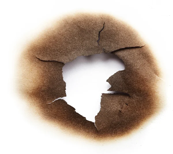 Burnt hole of paper — Stock Photo, Image