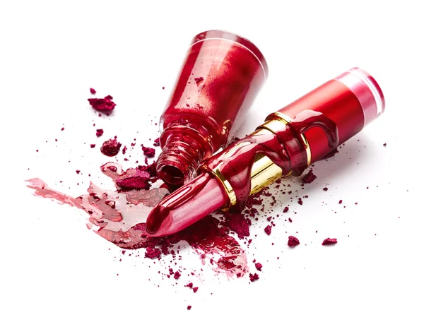 Nail polish, eye shadow and lipstick — Stock Photo, Image