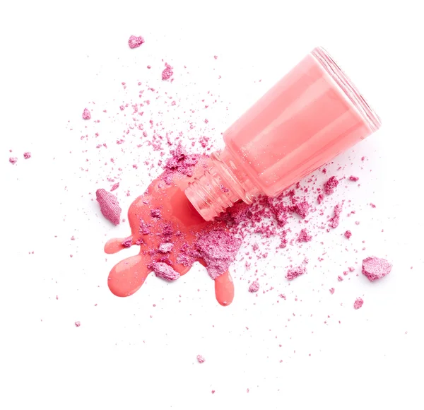 Pink nail polish with eye shadow — Stock Photo, Image