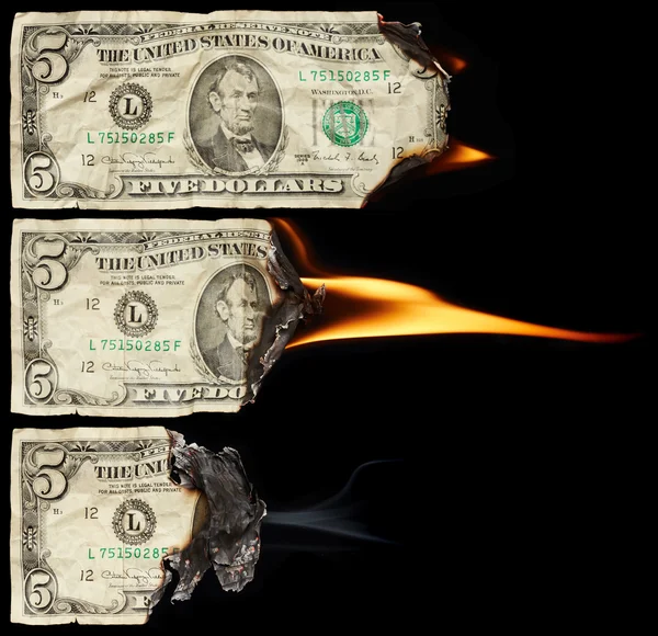 Burning dollars — Stock Photo, Image