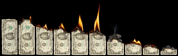 Brændende dollars - Stock-foto