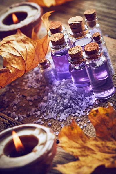 Spa still life with autumn leaves — Stock Photo, Image