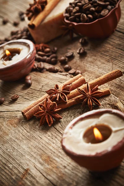 Vintage spa still life with coffee beans — Stock Photo, Image