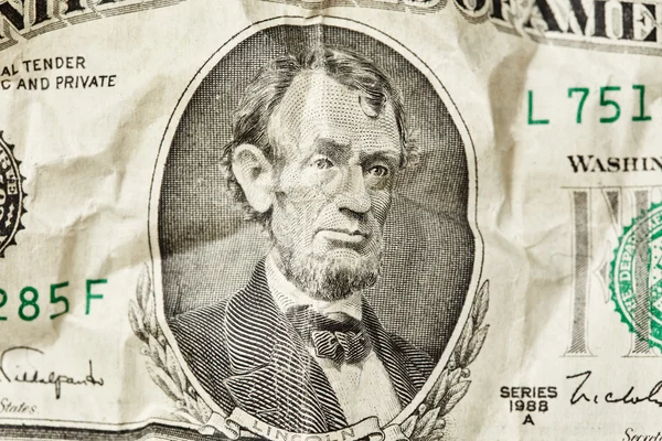 Lincoln. Five Dollars — Stock Photo, Image