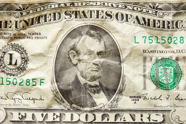Lincoln. Five Dollars — Stock Photo, Image