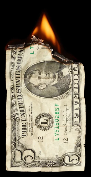 Burning dollar — Stock Photo, Image