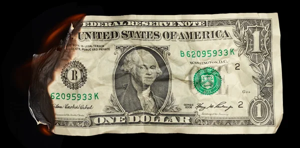 Burning dollar — Stock Photo, Image