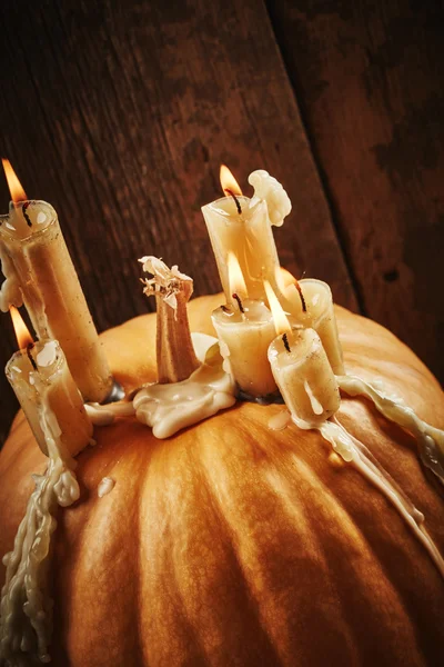Pumpkin with candles — Stock Photo, Image