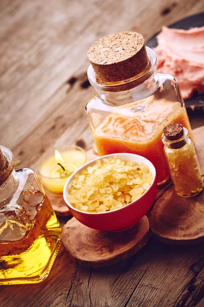 Spa still life with orange sea salt — Stock Photo, Image