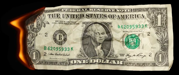 Burning dollar — Stock Photo, Image