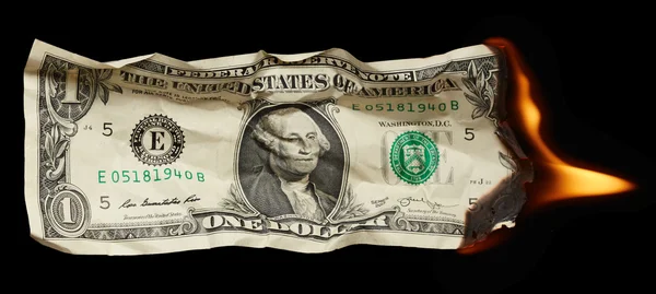 Burning dollar — Stock Photo, Image