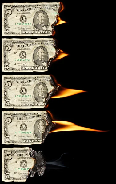 Dollari in fiamme — Foto Stock