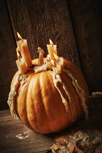 Pumpkin with candles — Stock Photo, Image