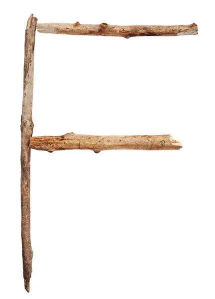 Letter F made from sticks — Stock Photo, Image