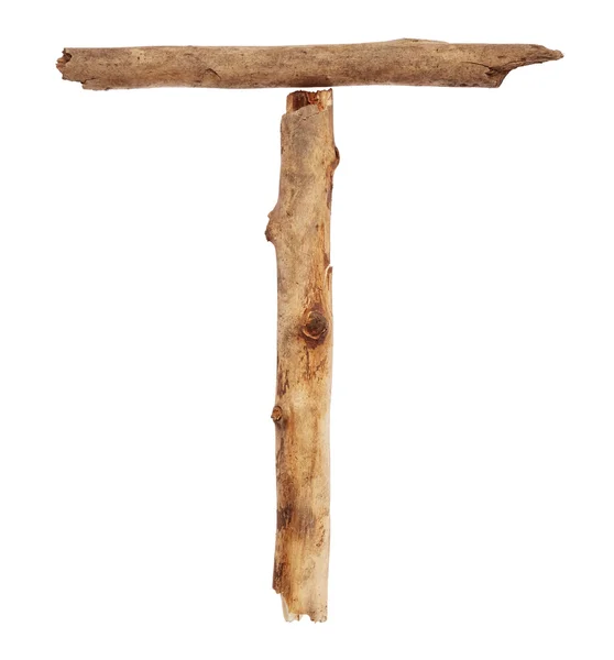 Letter T made from sticks — Stock Photo, Image