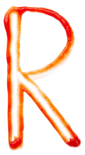 Letter R made by ketchup — Stock Photo, Image